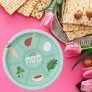 Green Hebrew Pesach Passover Seder  Paper Plates