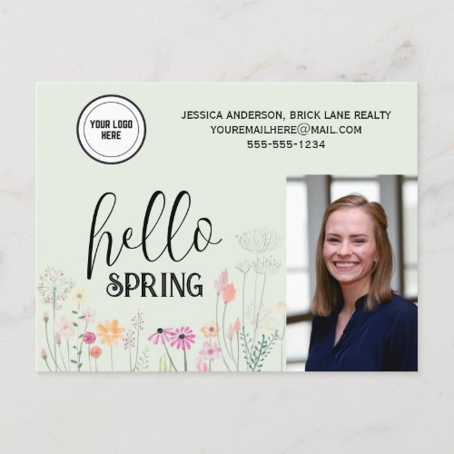 Green Hello Spring Real Estate Marketing   Postcard