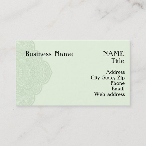 Customizable Green Henna Business Card