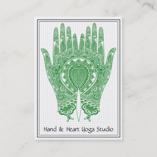 Green Henna Hands Yoga Studio Business Card