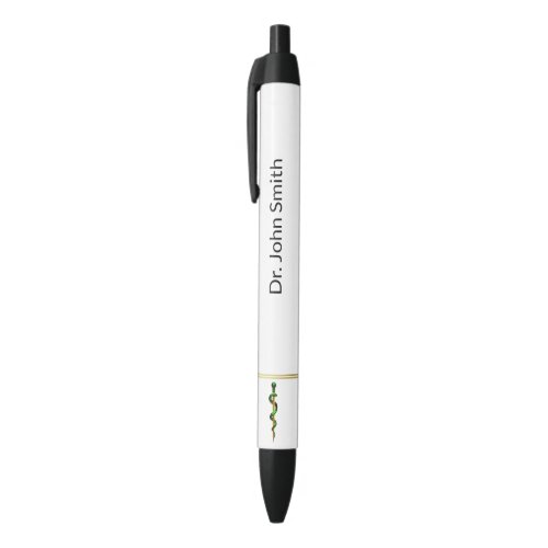 Green Herbal Gold Rod of Asclepius Medical Black Ink Pen