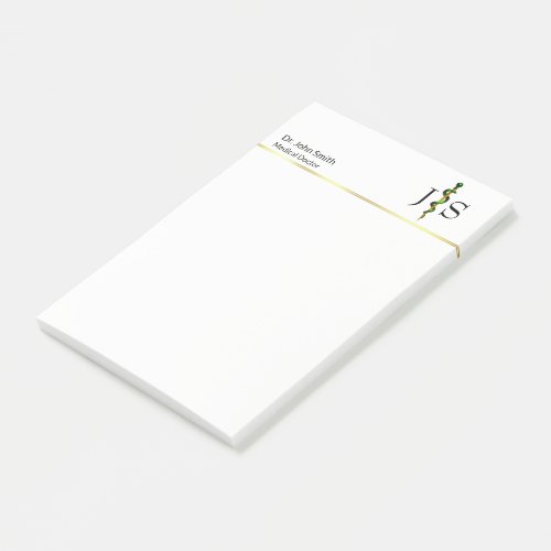 Green Herbal Gold Rod of Asclepius Medical Post_it Notes