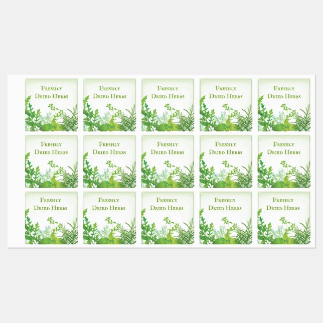 Green Herbs Design Labels (Sheet)