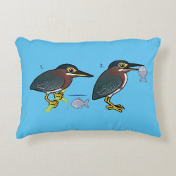 Green Heron Hunting Technique Brushed Polyester Accent Pillow
