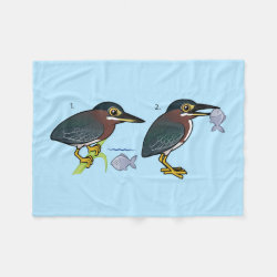 Green Heron Hunting Technique Fleece Blanket, 30
