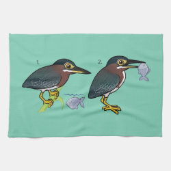 Green Heron Hunting Technique Kitchen Towel 16