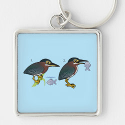 Green Heron Hunting Technique Premium Square Keychain