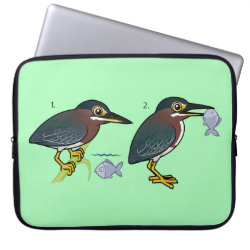 Green Heron Hunting Technique Neoprene Laptop Sleeve 15