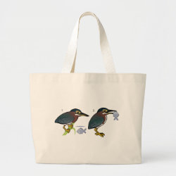 Green Heron Hunting Technique Jumbo Tote Bag