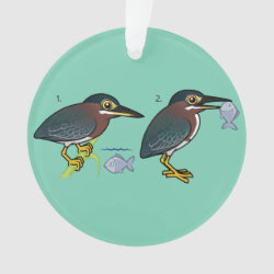 Green Heron Hunting Technique Circle Acrylic Ornament