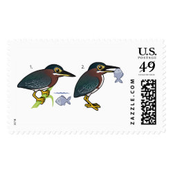 Green Heron Hunting Technique Large Stamp 2.5
