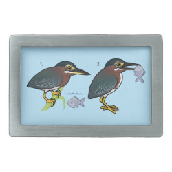 Green Heron Hunting Technique Rectangular Belt Buckle
