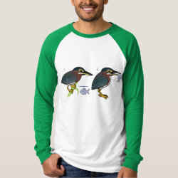 Green Heron Hunting Technique Men's Canvas Long Sleeve Raglan T-Shirt