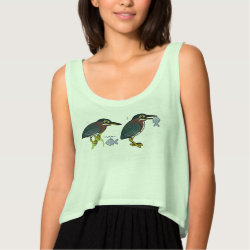 Green Heron Hunting Technique Women's Bella Flowy Crop Tank Top