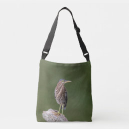 Green Heron on a log Crossbody Bag