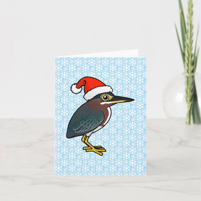 Green Heron Santa Holiday Card (Front)