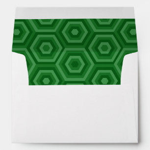 Green Hexagon-Lined Envelope with Return Address