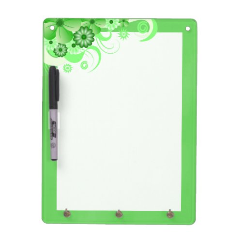 Green Hibiscus Dry_Erase Board Vertical 12x9 Hooks
