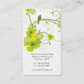 Green Hibiscus Swallow Birds Elegant Floral Garden Business Card (Back)
