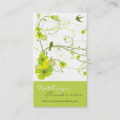 Green Hibiscus Swallow Birds Elegant Floral Garden Business Card (Front)