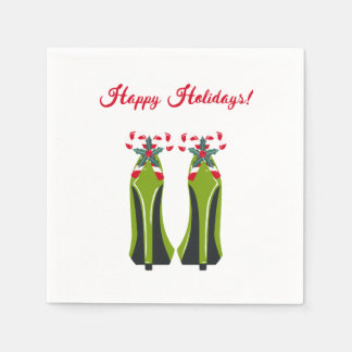 Green High Heels with Candy Canes Napkins