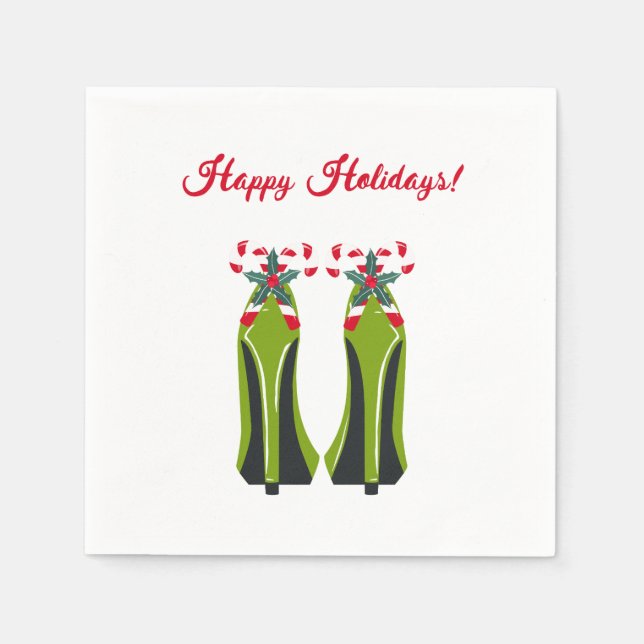 Green High Heels with Candy Canes Napkins (Front)