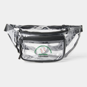 Green High School Baseball Game Personalized Clear Fanny Pack