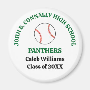 Green High School Baseball Player Personalized Magnet