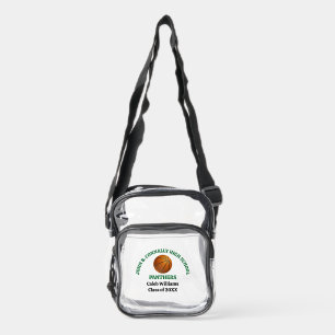 Green High School Basketball Game Personalized Clear Crossbody Bag