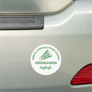 Green High School Cheerleader Personalized Car Magnet