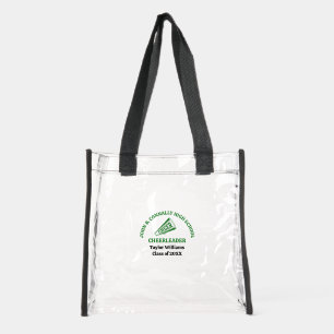 Green High School Cheerleader Personalized Clear Tote Bag