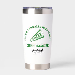 Green High School Cheerleader Personalized Insulated Tumbler