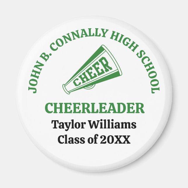 Green High School Cheerleader Personalized Magnet (Front)