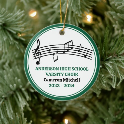 Green High School Choir Custom Christmas Ceramic Ornament