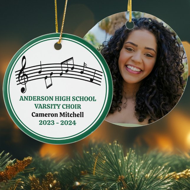 Green High School Choir Custom Christmas Ceramic Ornament (Creator Uploaded)