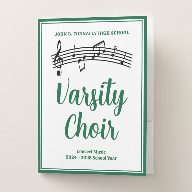 Green High School Choir Customizable Music Pocket Folder (Front)