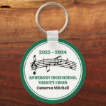 Green High School Choir Personalized Keychain<br><div class="desc">This cute green high school choir keychain features the student and chorale name under the musical staff with treble clef and music notes. Customize for a singer,  choir teacher,  or director  for a great graduation keepsake gift.</div>