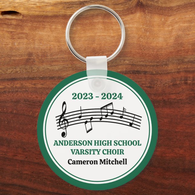 Green High School Choir Personalized Keychain (Front)