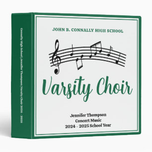 Green High School Choir Sheet Music Custom 3 Ring Binder