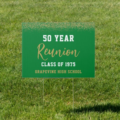 Green High School Class of Reunion Party Yard Sign