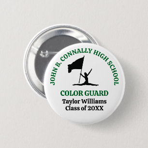 Green High School Color Guard Personalized Button