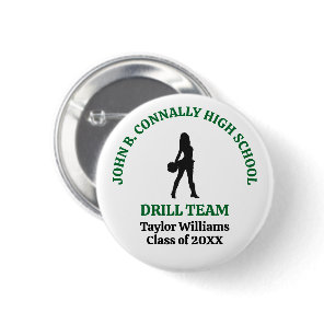 Green High School Drill Team Dancer Personalized Button