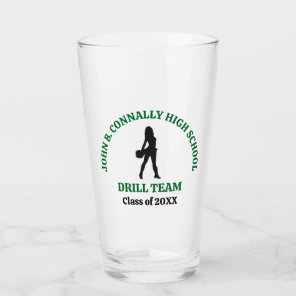 Green High School Drill Team Dancer Personalized Glass