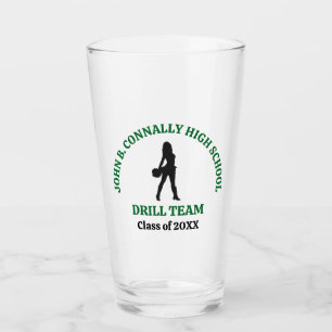 Green High School Drill Team Dancer Personalized Glass