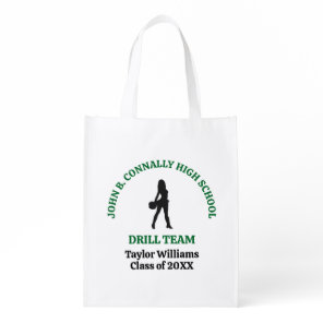 Green High School Drill Team Dancer Personalized Grocery Bag