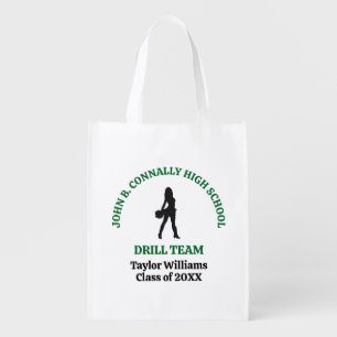Green High School Drill Team Dancer Personalized Grocery Bag
