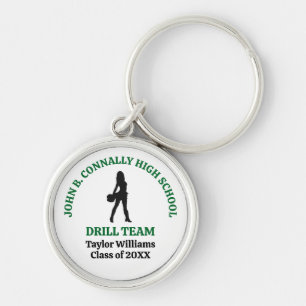 Green High School Drill Team Dancer Personalized Keychain