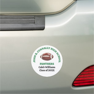 Green High School Football Player Personalized Car Magnet
