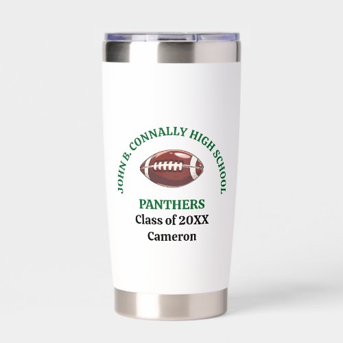 Green High School Football Player Personalized Insulated Tumbler