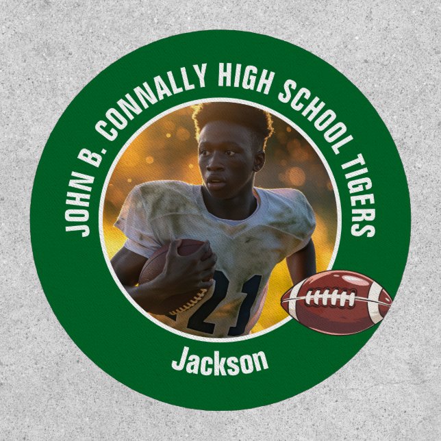 Green High School Football Player Photo Patch (Front)